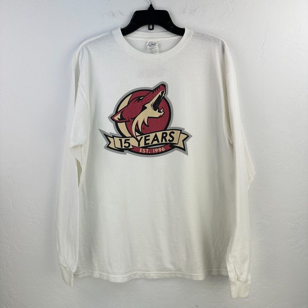 Delta Tshirt Mens XL White‎ Arizona Coyotes NHL Hockey 15 Years Long Sleeve Tee